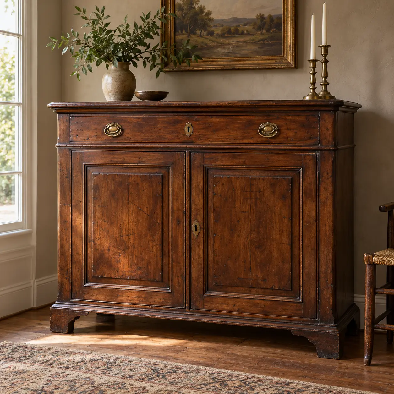 An antique bureau with its original surface intact