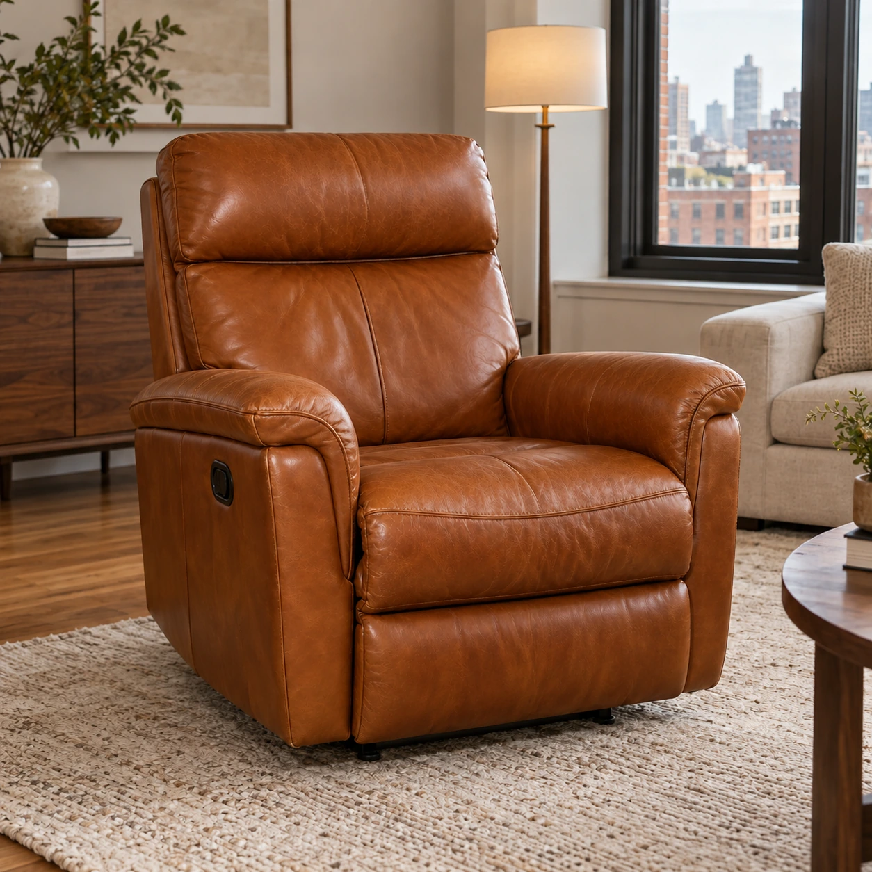 The same leather recliner after restoration