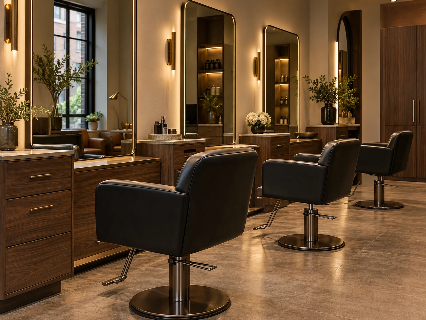 Styling chairs on a salon floor
